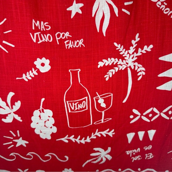 Paper Heart Anthropologie Resort Wear Red Linen Blend Wine Print Maxi Dress NWT - Picture 2 of 13